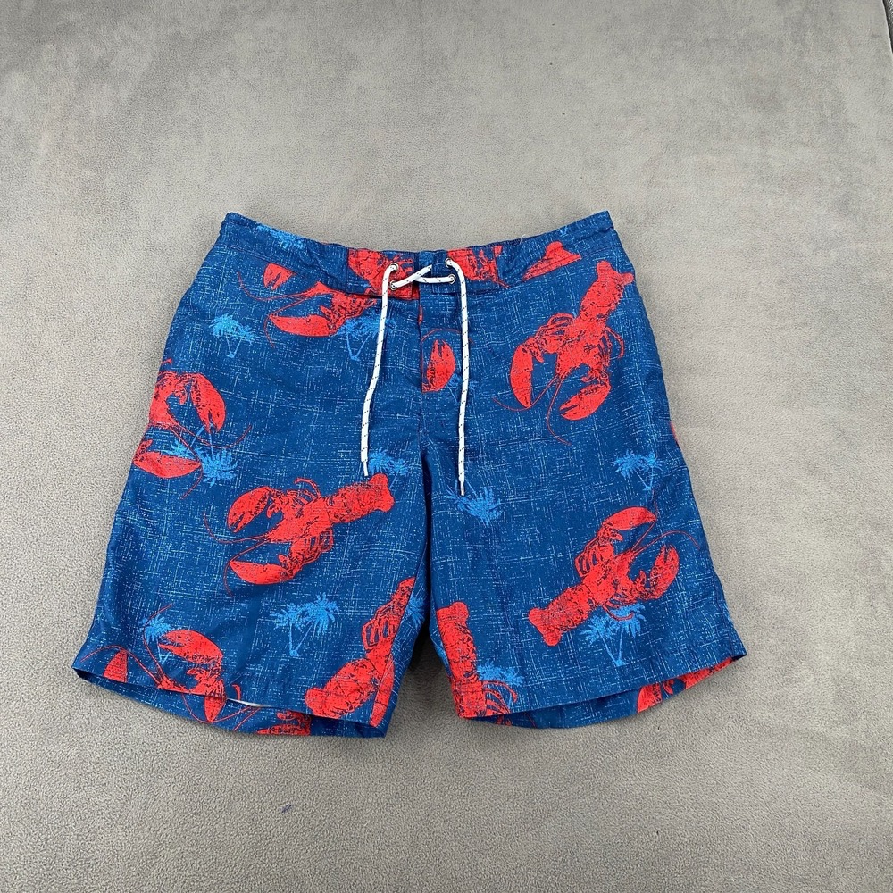 St. John's Bay Trunks Shorts Mens L Blue Red Lobster Print Mesh Lined High Rise